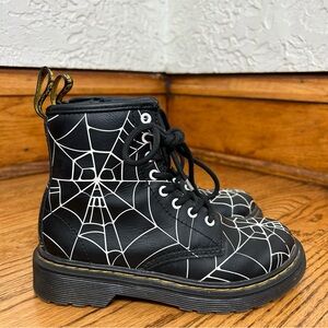 Dr. Martens 1460 Skull Web Leather Lace Up Zipper Side Boots Youth Size US 13